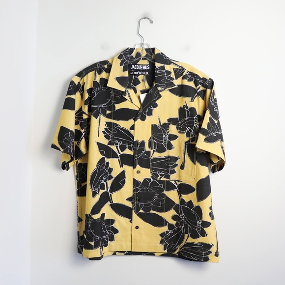 NWT Jacquemus Jean Camp-Collar Printed 100% Cotton Shirt Floral Yellow Print 50 - Picture 15 of 15